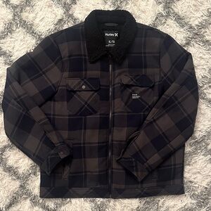 Hurley Sherpa Lined Jimmy Trucker Jacket - Navy Blue